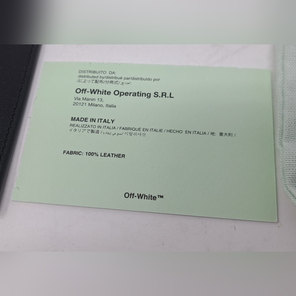 Off-White Virgil Abloh Arrows Lanyard ID Tag Badge Holder Black Green Leather - Picture 8 of 11